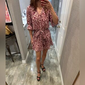 Sundry Burgundy Floral Mini Dress